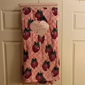 Betsey Johnson Plush Throw Disco 🪩Strawberry 🍓